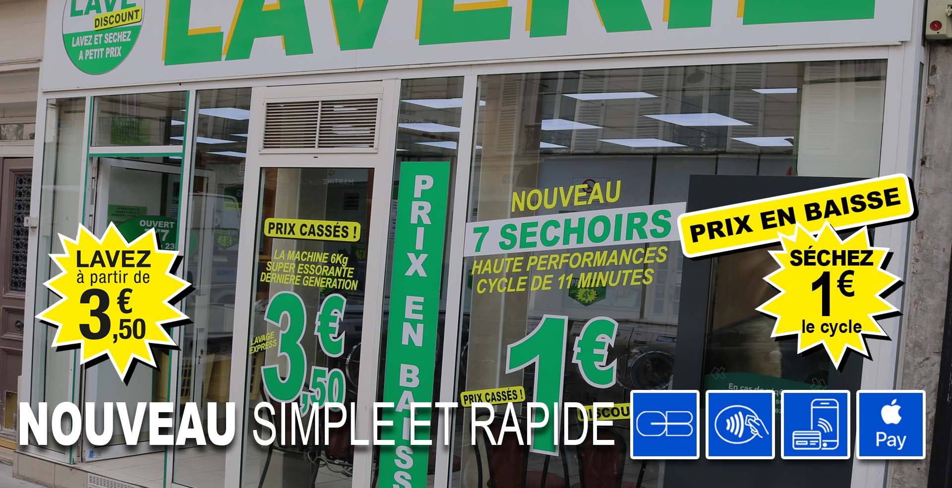 Laverie Automatique MG rue Legendre 75017 Paris, 13 Machines à laver et 7 séchoirs